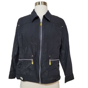 Spanner Black 3/4 Sleeve Full Zip Collared Jacket Size 6